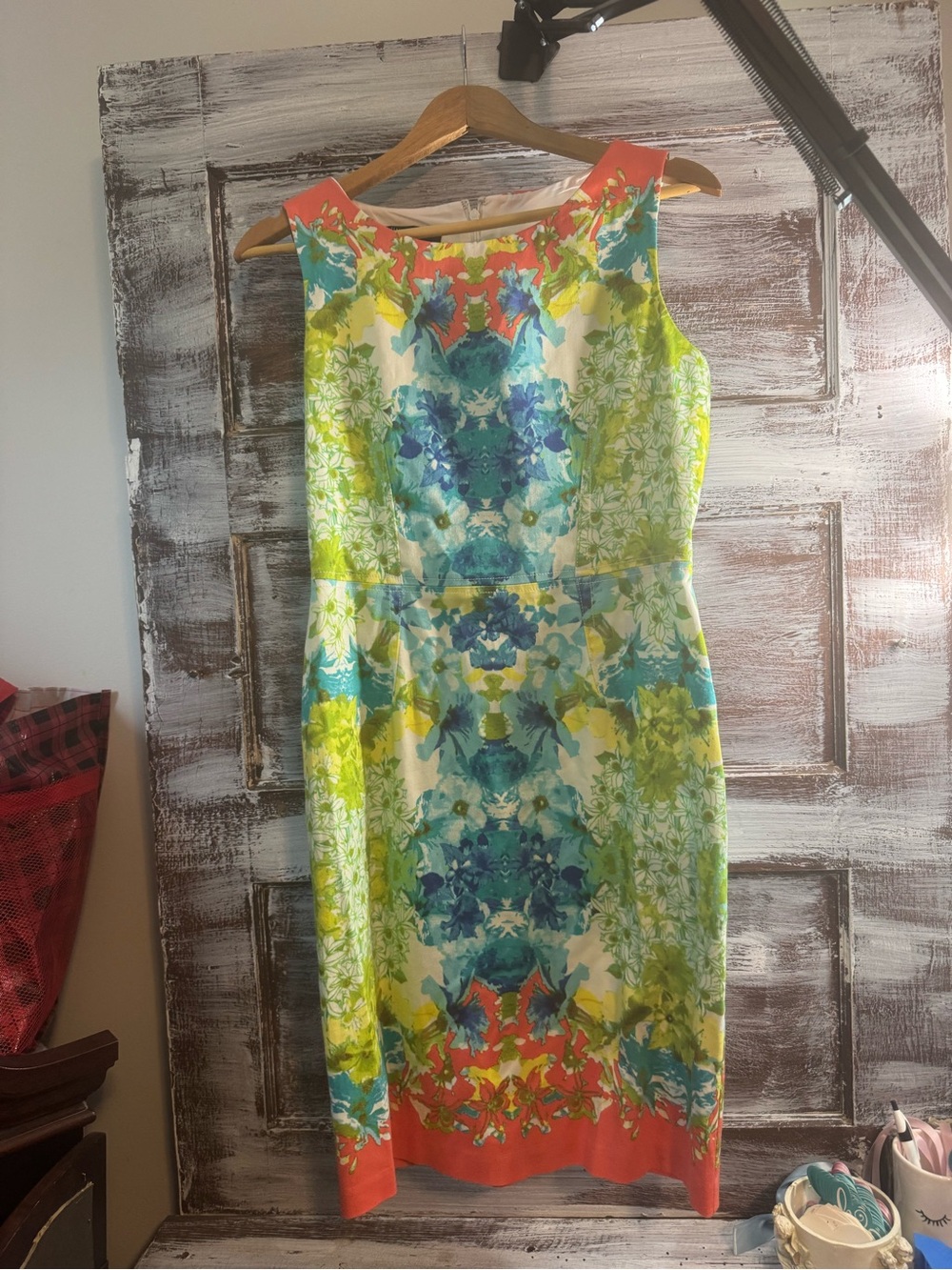 Floral Watercolor Dress in Coral & Teal